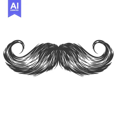 Aset desain premium: Hand-Drawn Sketch of a Curly Black Mustache