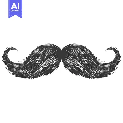 Aset premium populer: Hand-drawn illustration of a black and white mustache