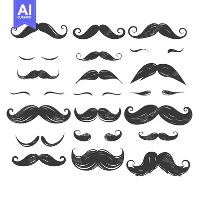 Aset premium populer: Collection of Various Hand-Drawn Mustache Styles