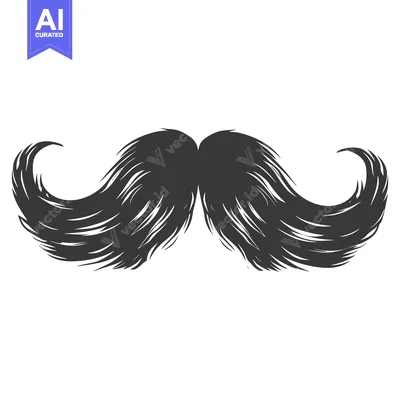 A Hand-Drawn Illustration of a Thick, Black Mustache