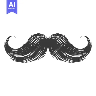 Aset desain premium: Hand-drawn illustration of a thick black mustache