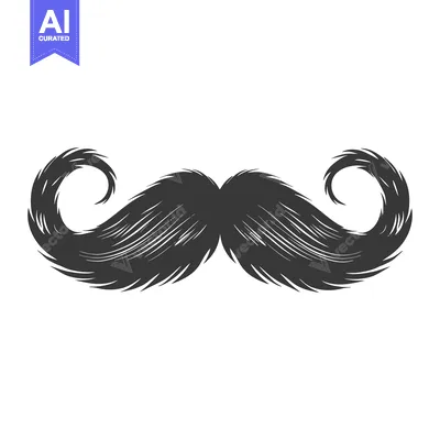 Aset desain premium: A Detailed Illustration of a  Black and White Twisted Mustache