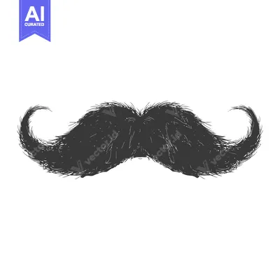 Aset desain premium: Hand-drawn sketch of a thick black mustache with curled ends