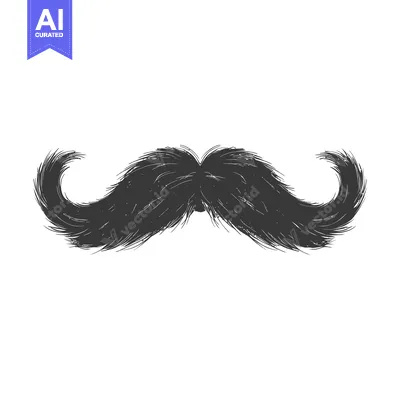 Aset desain premium: A Black and White Hand-Drawn Illustration of a Mustache