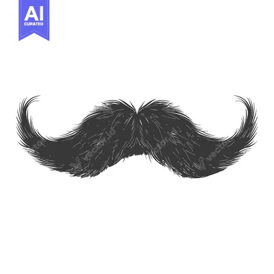 Premium design asset: Hand-Drawn Illustration of a Black and White Mustache