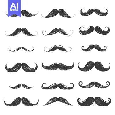 Aset desain premium: A Collection of Hand-Drawn Mustache Illustrations