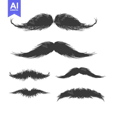 Aset desain premium: A Set of Hand-Drawn Mustache Silhouettes