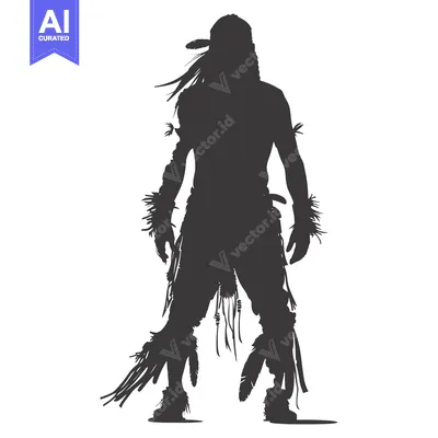 Aset premium populer: Silhouette of a Native American Man with Feathers