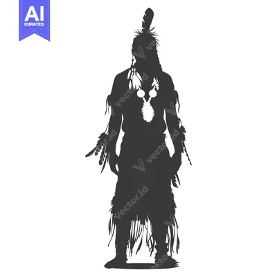 Premium design asset: Silhouette of a Native American Man in Traditional Attire