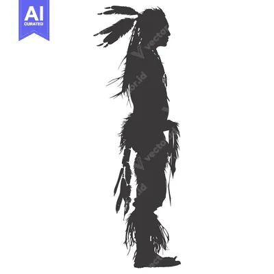 Premium design asset: Silhouette of a Native American Man in Traditional Clothing
