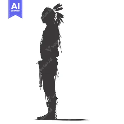 Silhouette of a Native American Man in Traditional Headdress