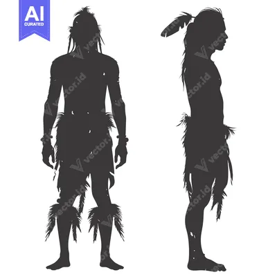 Popular premium asset: Silhouettes of a Native American Man in Different Poses
