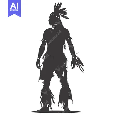 Popular premium asset: Silhouette of a Native American Man in Traditional Headdress