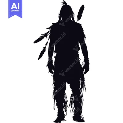 Aset premium populer: Silhouette of a Native American Man with Feathers