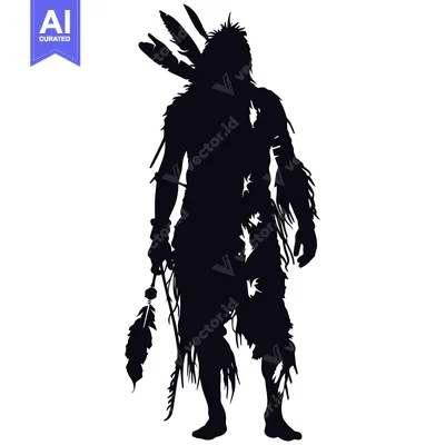 Popular premium asset: Black and White Silhouette of a Native American Warrior