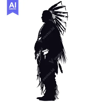 Aset premium populer: Silhouette of a Native American Man with a Headdress