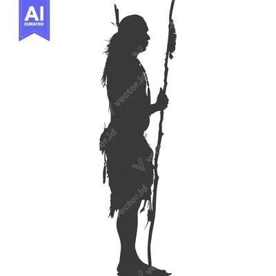 Popular premium asset: Silhouette of a Native American Man with a Staff