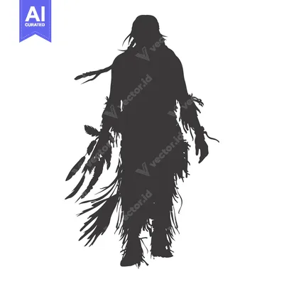 Premium design asset: Silhouette of a Native American Figure with Feathers