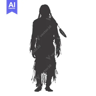 Aset desain premium: Silhouette of a Native American Man with a Feather