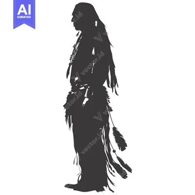 Popular premium asset: Silhouette of a Native American Man in Traditional Clothing