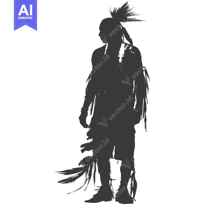 Aset premium populer: Silhouette of a Native American Man in Traditional Attire