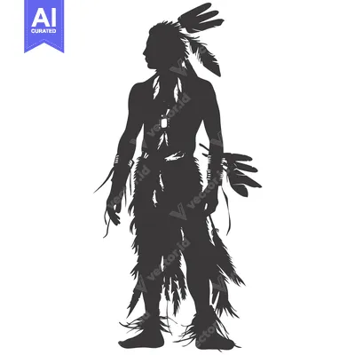 Premium design asset: Silhouette of a Native American Man Adorned in Feathers