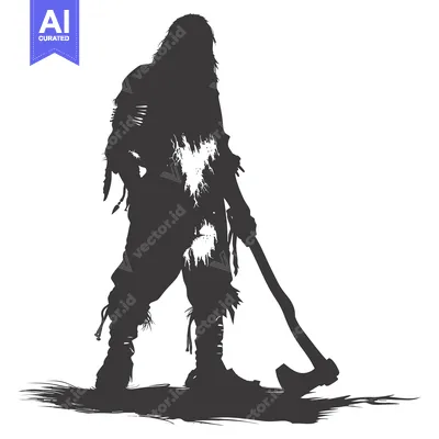 Premium design asset: Silhouette of a Man Holding an Axe