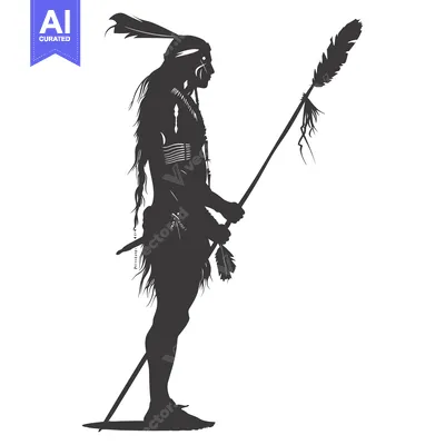 Popular premium asset: Silhouette of a Native American Warrior Holding a Spear