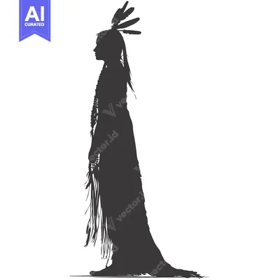 Popular premium asset: Silhouette of a Native American Woman in Traditional Dress