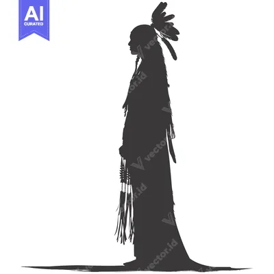 Silhouette of a Native American Woman with Traditional Headdress