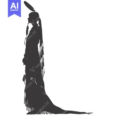 Premium design asset: Silhouette of a Native American Woman in Traditional Dress