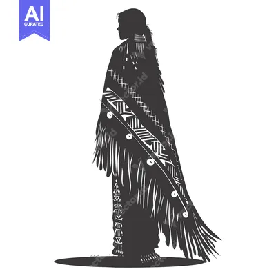 Popular premium asset: Silhouette of a Native American Woman in Traditional Clothing