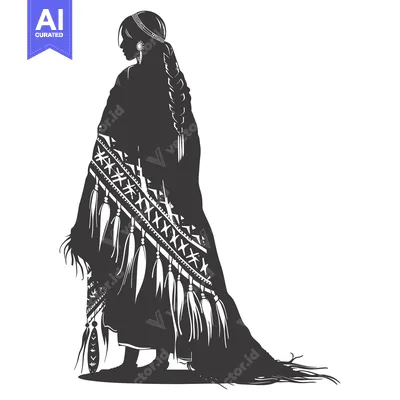 Popular premium asset: Silhouette of a Native American Woman in Traditional Dress