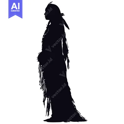 Aset premium populer: Silhouette of a Native American Woman in Traditional Attire
