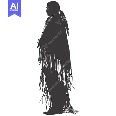 Aset desain premium: Silhouette of a Native American Man Wearing Traditional Clothing