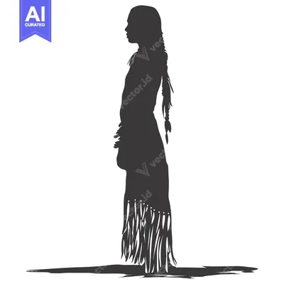 Aset premium populer: Silhouette of a Native American Woman in Traditional Dress