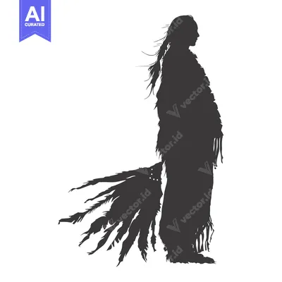 Premium design asset: Silhouette of a Native American Man with Feathers