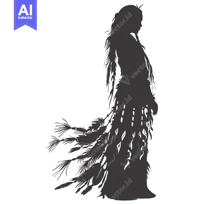 Premium design asset: Silhouette of a Woman Wearing a Feather Dress