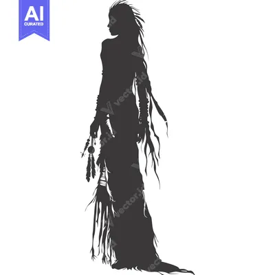 Aset premium populer: Silhouette of a Woman with Long Hair and Feathers