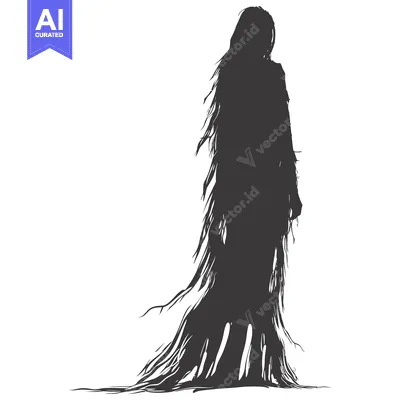 Popular premium asset: Silhouette of a Woman with Flowing Hair and Robe