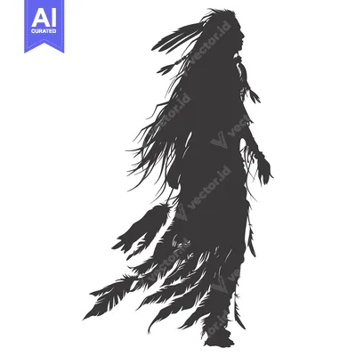 Popular premium asset: Silhouette of a Native American Man Adorned with Feathers
