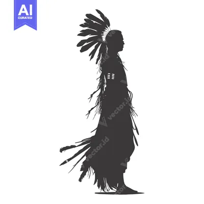 Silhouette of a Native American Man in Traditional Headdress