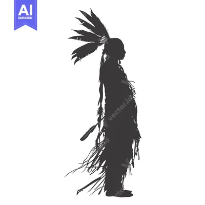 Aset premium populer: Silhouette of a Native American Man in Traditional Headdress