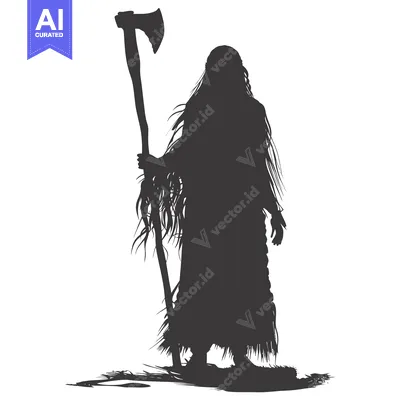 Aset desain premium: Silhouette of a Woman Holding an Axe