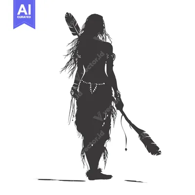 Silhouette of a Native American Woman with a Feather