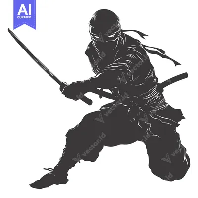 Popular premium asset: A Silhouetted Ninja Holding a Sword in a Fighting Stance