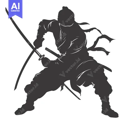 Aset premium populer: Silhouette of a Ninja Holding a Katana Sword