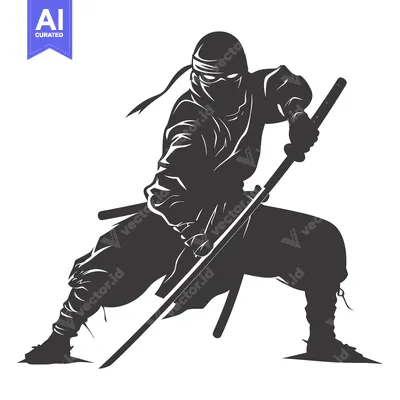 Popular premium asset: A Silhouette of a Ninja Holding a Katana Sword