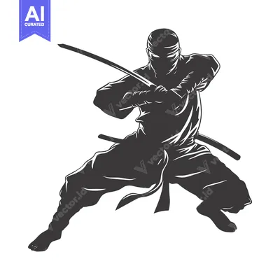Popular premium asset: A Silhouetted Ninja Holding a Katana in a Fighting Stance