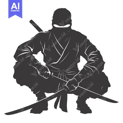 Popular premium asset: A Silhouetted Ninja Holding Two Katanas